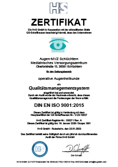 Zertifikat Augen-MVZ Schlüchtern